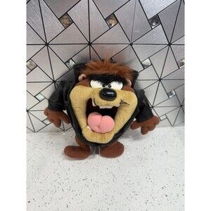 Vintage 1995 Looney Tunes Tasmanian Devil 8" Plush Biker Taz Tyco Industries